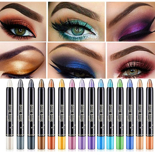 15 Colores Resaltador Sombra de Ojos Lápiz Impermeable Brillante Sombra de Ojos Delineador de Ojos